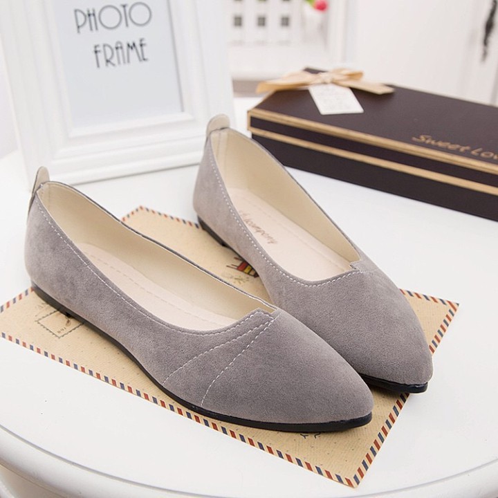 [Hàng cao cấp] Giày búp bê nữ đế bằng da lộn vá mũi xinh xắn - Giày bệt nữ cho học sinh,sinh viên | BigBuy360 - bigbuy360.vn