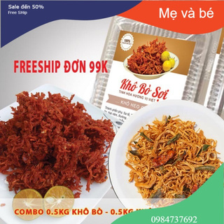 COMBO 0.5KG KHÔ GÀ LÁ CHANH VÀ 0.5KG KHÔ HEO GIẢ KHÔ BÒ