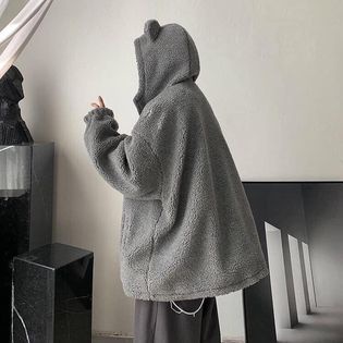 Áo lông cừu mũ gấu, thời trang nam nữ Unisex