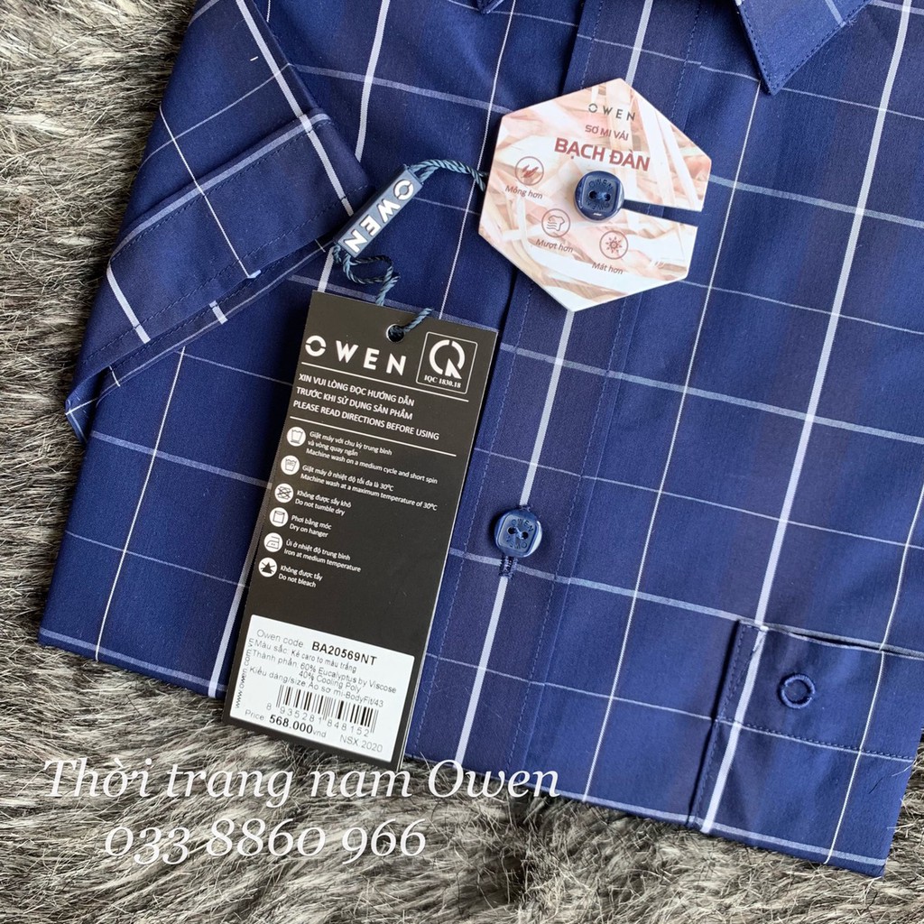OWEN - Aó sơ mi ngắn tay Owen vải bạch đàn ca rô xanh navy 20569 | BigBuy360 - bigbuy360.vn