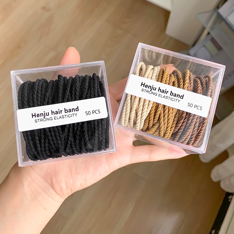 Hộp 50 Dây Thun Buộc Tóc Nhiều Màu Sắc Dành Cho Nữ