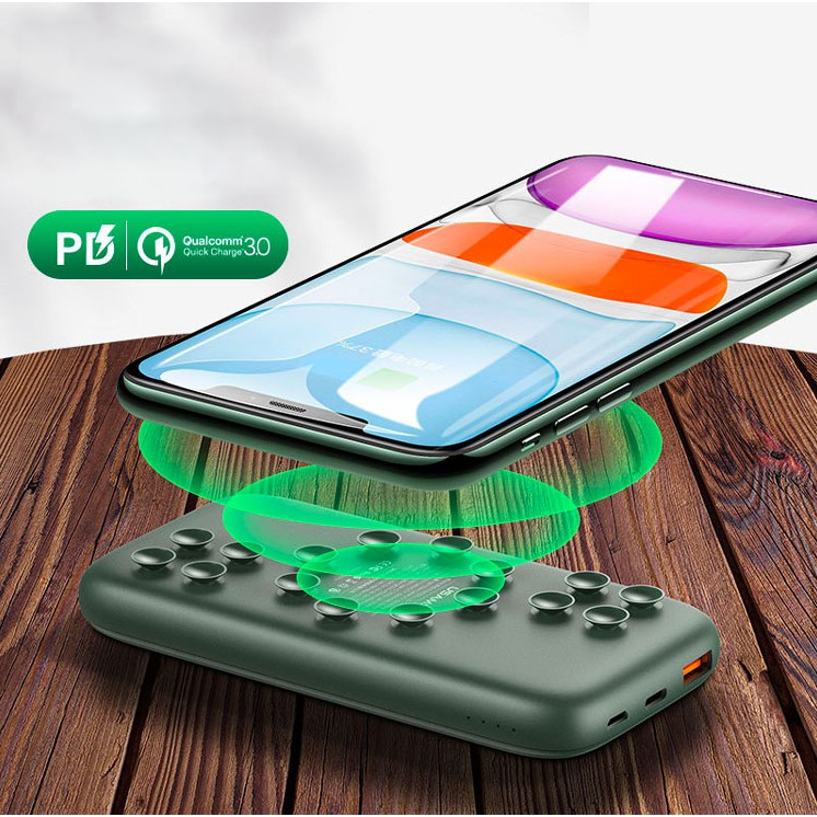 Pin sạc dự phòng USAMS Suction Cup hít nam châm không dây 10.000mAh