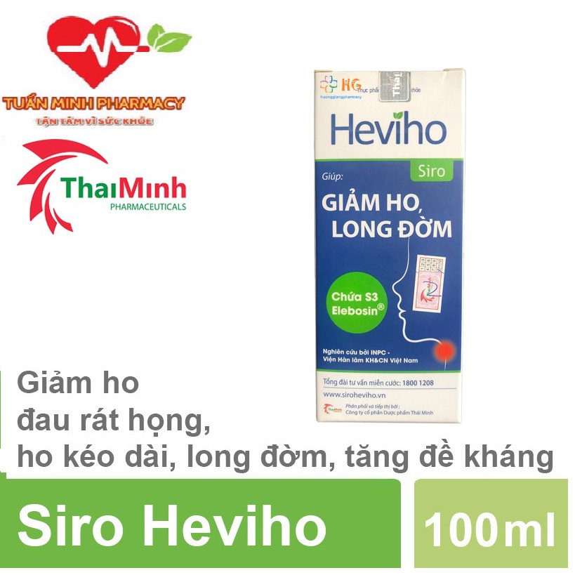 Siro Heviho - Hỗ trợ giảm ho, đau rát họng, long đờm (Chai 100ml)
