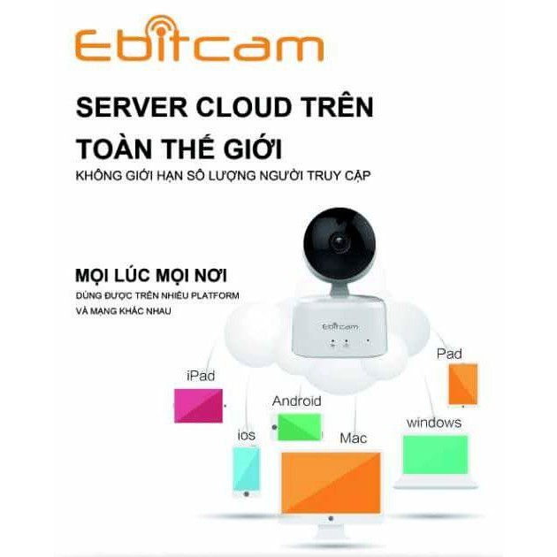 {Giá Sốc}Camera ip wifi không dây Ebitcam E2-1 MP(720P)Tăng khả năng lưu trữ gấp 5 lần camera thông thường BH 2 năm | WebRaoVat - webraovat.net.vn