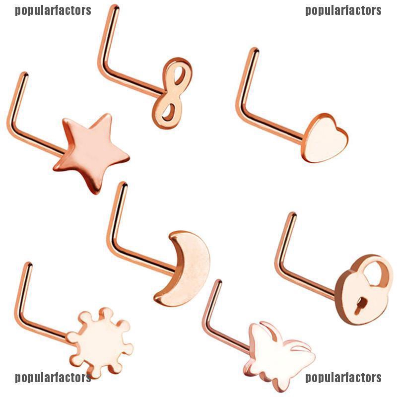 Bộ 7 Khuyên Mũi Bằng Thép Không Gỉ Cá Tính Thời Trang