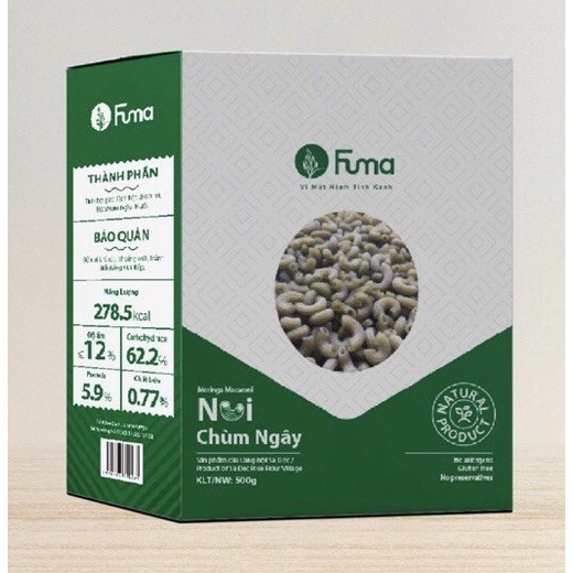 [Mới] Nui chùm ngây cao cấp Fuma hộp giấy 500gr