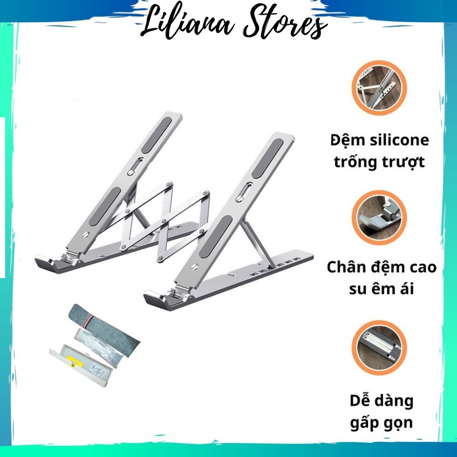 Giá Đỡ Laptop LS501 Nâng Cấp Chất Liệu Nhôm Cao Cấp Điều Chỉnh Độ Cao Tuỳ Ý - Liliana Stores