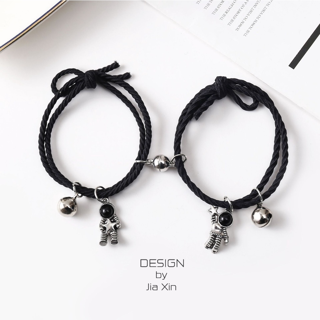 Vòng tay đôi 2 trong 1 chun tóc co giãn 1 size nam châm hút dính liền nhau