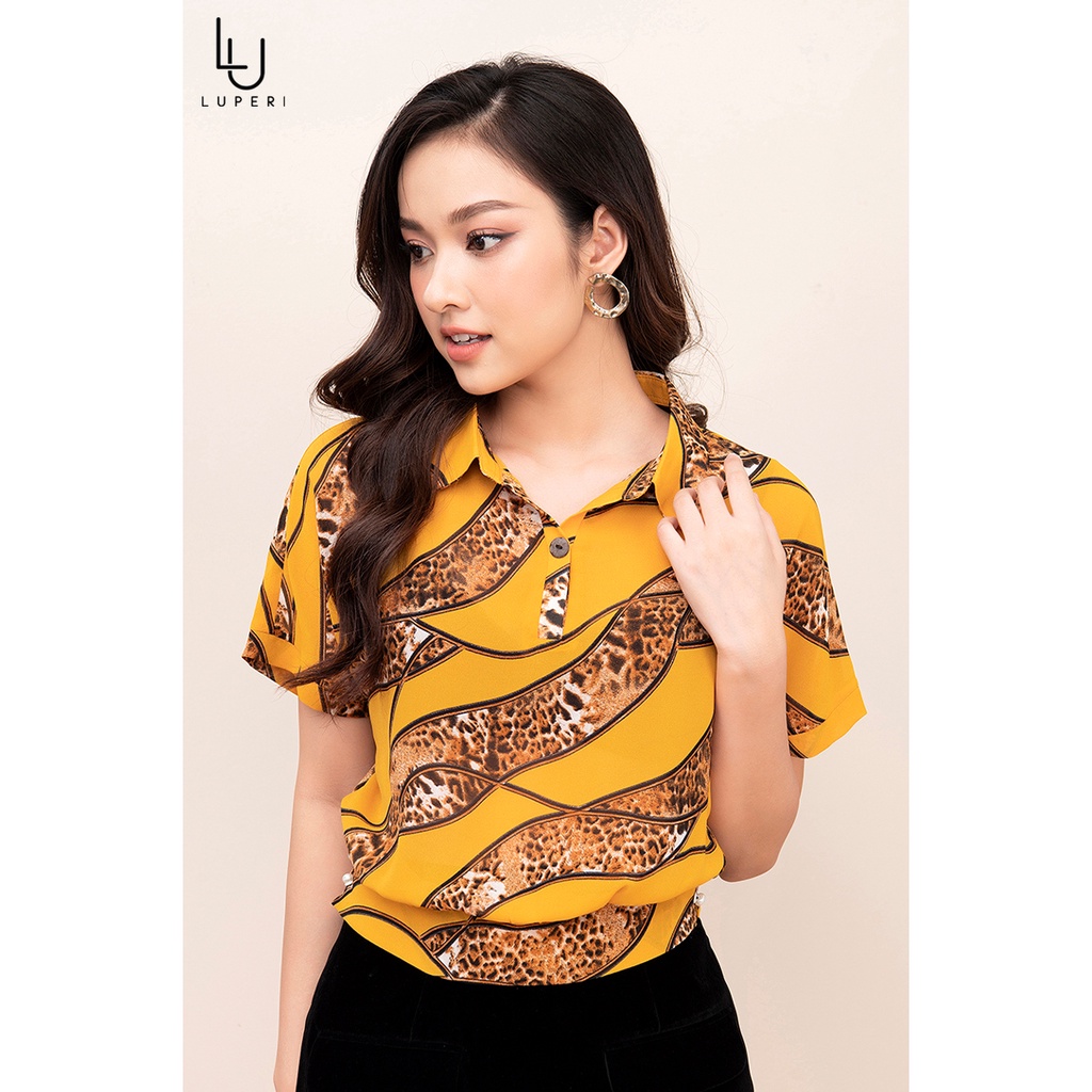 Áo Sơ Mi Nữ Kiểu Tay Ngắn Phong Cách LUPERI LFSM1169 Chất Liệu Trượt Lạnh Cao Cấp Cho Nữ Công Sở