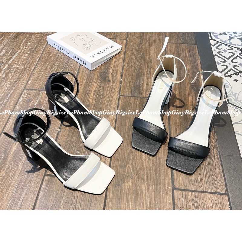 Sandan bit gót cao 8p đen trắng bigsize 40,42,42,43,44 fom rộng lùi 1 size