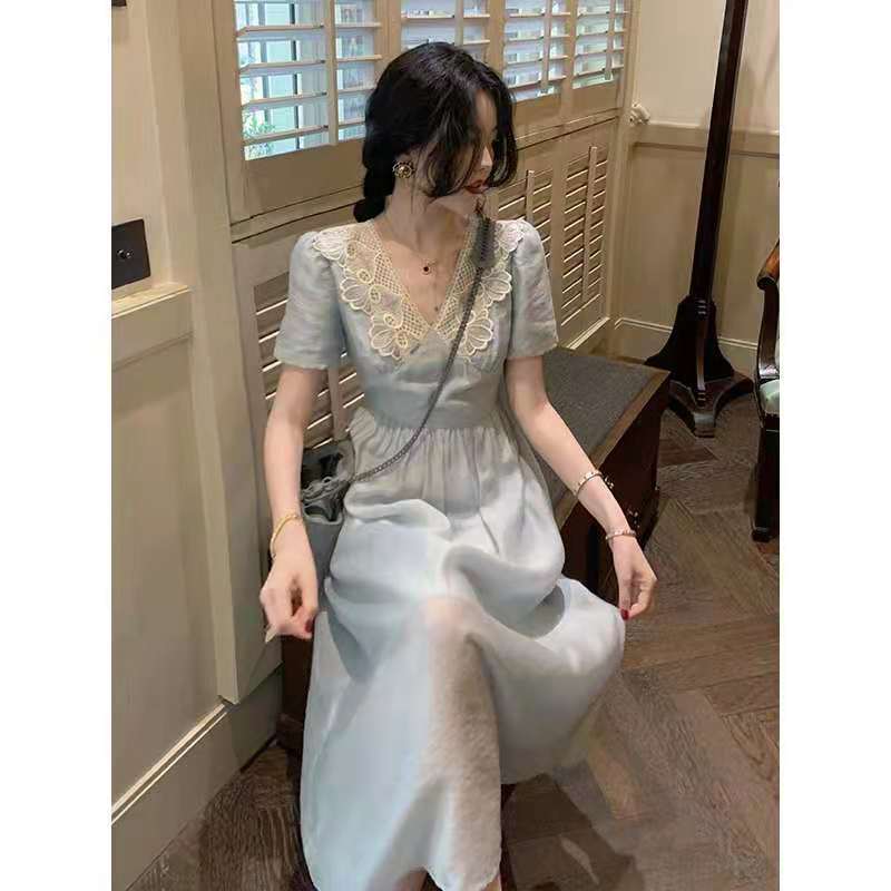 Đầm Nữ Tay Ngắn Cổ Chữ V Thời Trang Thanh Lịch | BigBuy360 - bigbuy360.vn
