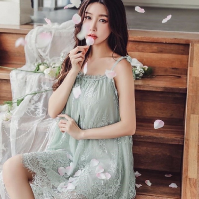[TẶNG QUẦN CHIP] Đầm Ngủ, Váy Ngủ Ren Hai Dây Sexy | BigBuy360 - bigbuy360.vn
