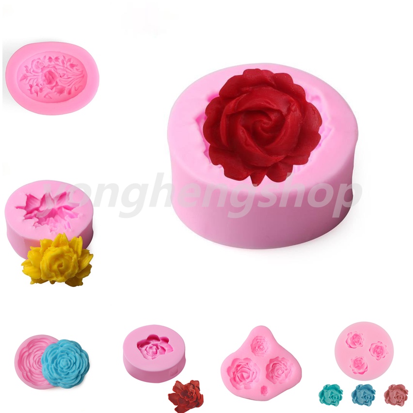 Khuôn silicone tạo hình hoa hồng 3d trang trí bánh