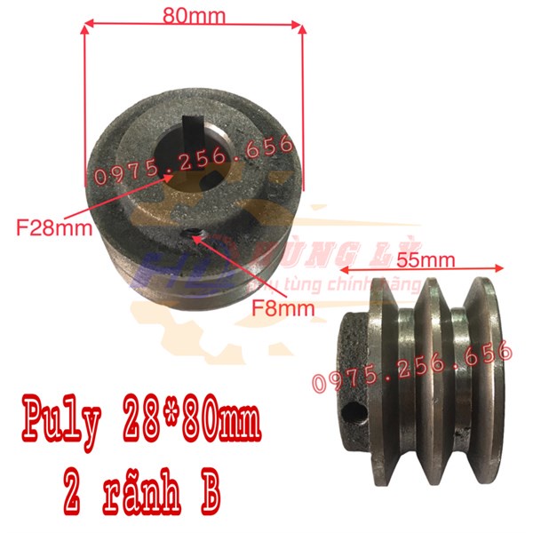 Puly 28*80mm 2 rãnh B puly các loại phụ tùng ô tô phụ tùng máy nông nghiệp phụ tùng Hùng Lỳ