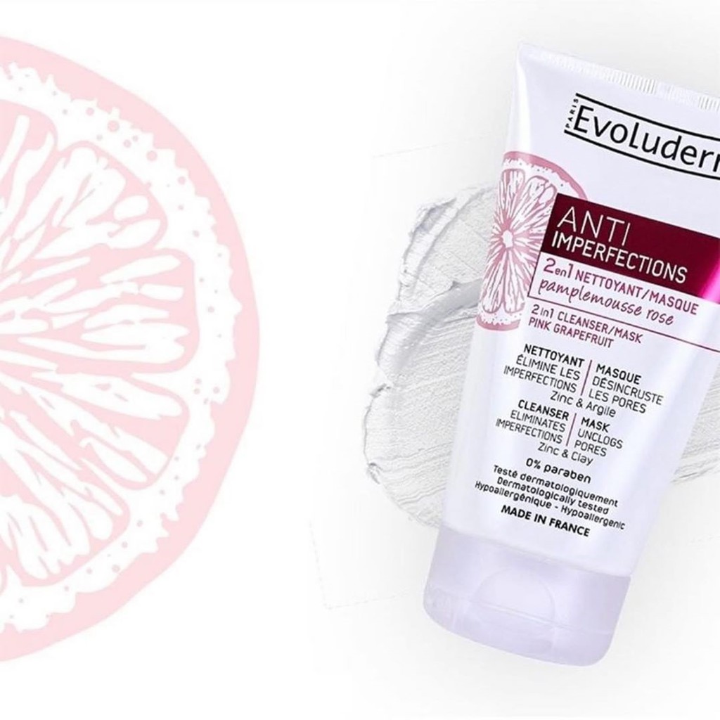 Sữa Rửa Mặt Và Mặt Nạ Evoluderm 2in1 Anti-Imperfections Dành Cho Da Dầu, Mụn 150ml