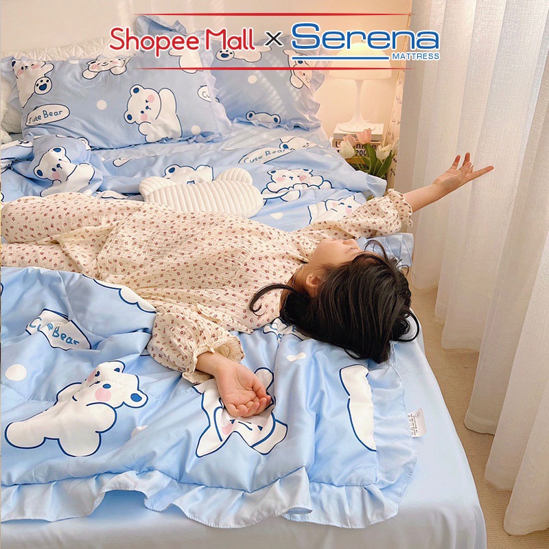 Ga giường Đẹp 5 Món Đũi Bèo SERENA Chuẩn Khách Sạn 5 Sao Set Chăn Ra Grap Drap Gối Nệm Đệm Trải Giường Dễ Thương Cao Cấp