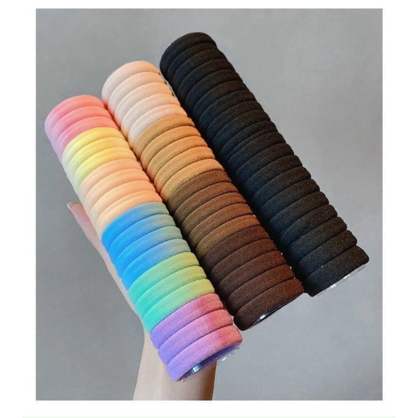 Hộp 20 Chun Buộc Tóc 7 Mầu Sắc Siêu Dai Bền