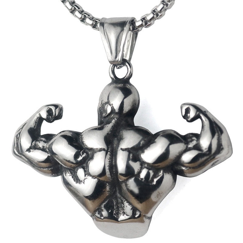 Fitness Gym Muscular Man Pendant Necklace Fashion Sports Jewelry
