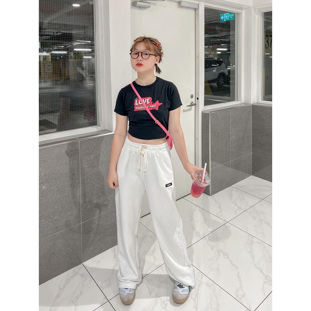 Áo thun croptop tay ngắn 100% cotton The Kim, áo baby tee croptop A184