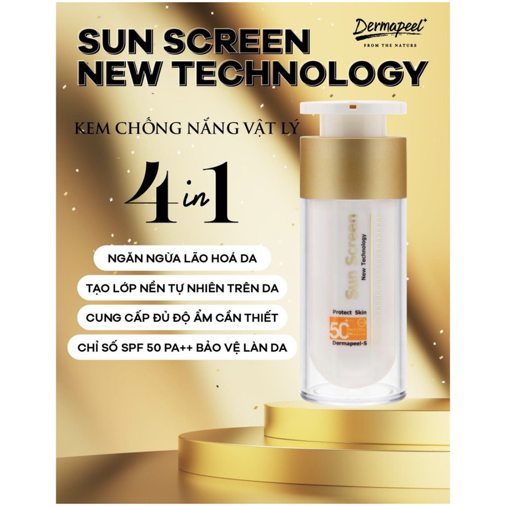 KEM CHỐNG NẮNG CAO CẤP DERMAPEEL+ 4IN1 SUN SCREEN SPF50+ - DƯỠNG DA HÀN QUỐC | BigBuy360 - bigbuy360.vn