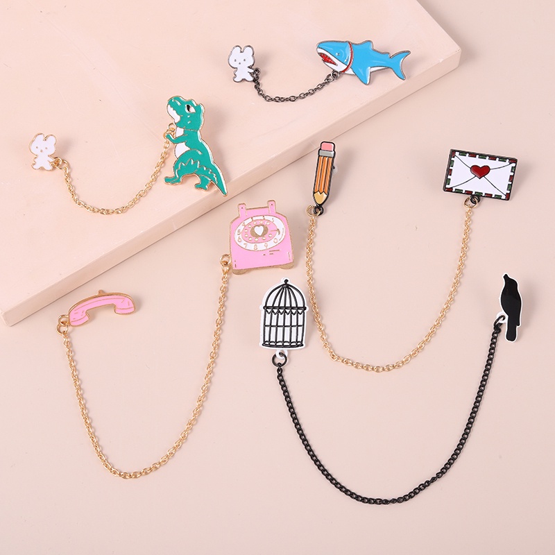 Huy hiệu cài áo thiết kế động vật/ đồ vật hoạt hình đáng yêu