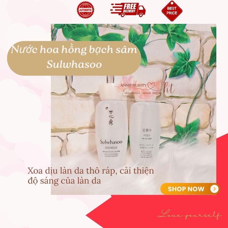 Nước hoa hồng bạch sâm Sulwhasoo Snowise Brightening Water 30ml - Toner cấp ẩm, hỗ trợ dưỡng da trắng sáng trong veo