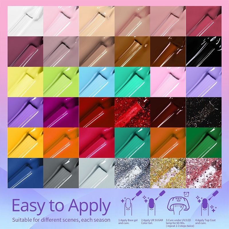 Set 36 gel sơn móng tay UR SUGAR nhiều màu sắc khác nhau thời trang 7ml