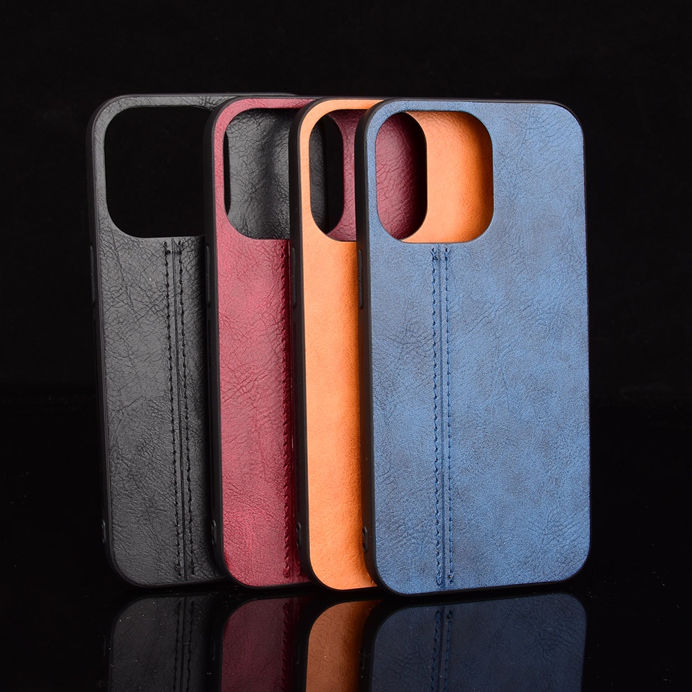 Ốp Điện Thoại Da PU Màu Trơn Chống Rơi Cho iPhone 14 13 Pro Max