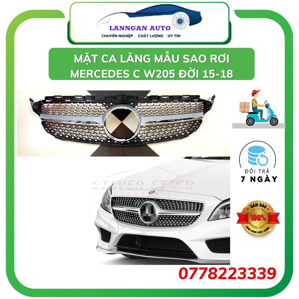 Mặt ca lăng sao rơi độ cho Mercedes C Class 2015-2018, calang sao rơi Mer C w205 15-18