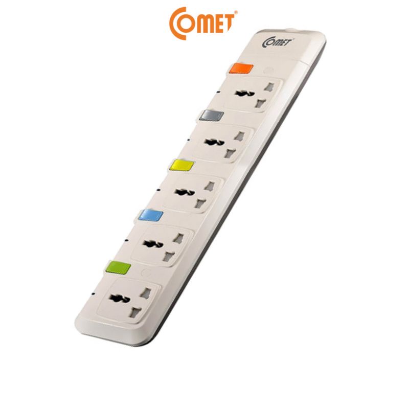 Ổ Cắm Nối Dài Comet CESG2503 dây dài 3m, 5 lỗ 3 chấu, 5 công tắc, có nắp che lỗ cắm an toàn