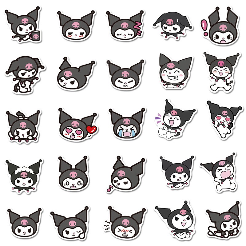 Set 50 miếng hình dán nhân vật hoạt hình Kuromi chống thấm nước đáng yêu