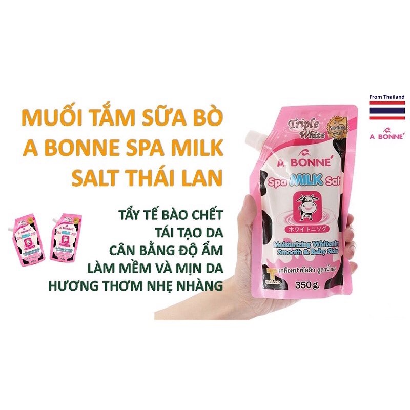 Muối tắm sữa bò A Bonne Spa Milk Salt 350g tẩy tế bào chết giúp da trắng sáng xuất xứ Thái Lan | BigBuy360 - bigbuy360.vn