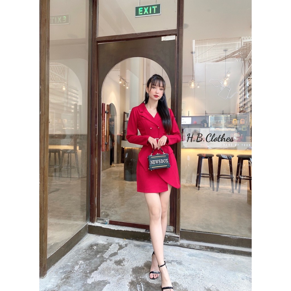 Đầm vest nữ tay dài cao cấp có dây nịt eo sang trọng, đủ size HB D026 | BigBuy360 - bigbuy360.vn