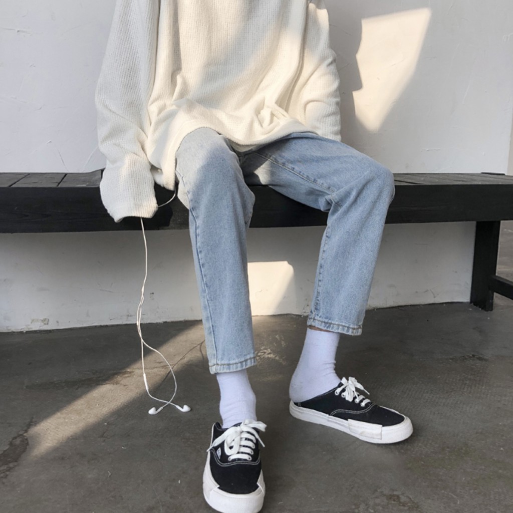 Quần Jean Baggy Nam chất đẹp ống Rộng Màu Xanh Nhạt  Unisex Hot 2021-B002