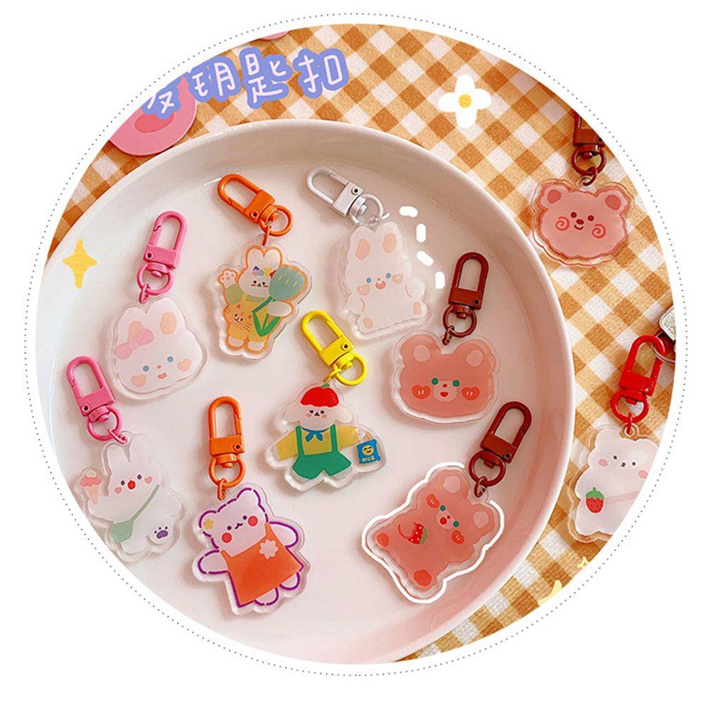 RAINBOW Móc Khóa Acrylic Hình Thỏ Hoạt Hình Dễ Thương