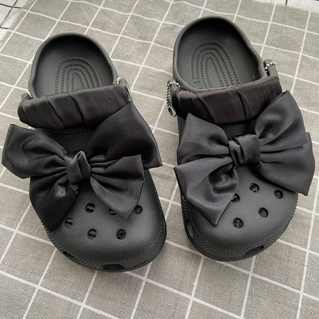 crocs sticker Set 2 Phụ Kiện Nút Giày Thời Trang#Nơ Satinshoes sticker Accessories Stickers Sandals Shoe Decoration
