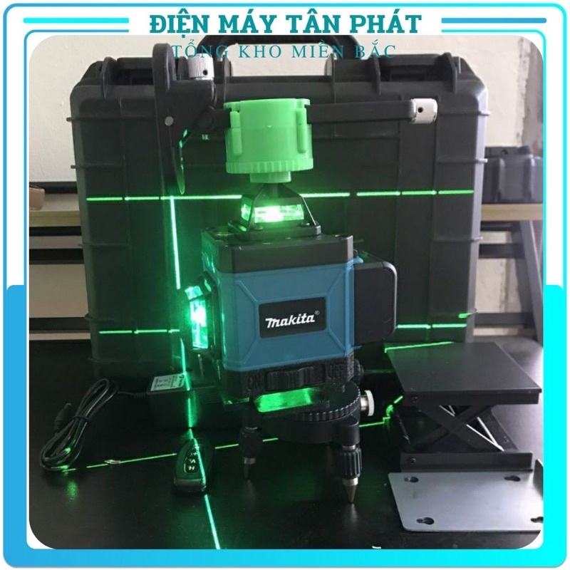 Máy cân mực laze MAKITA 16 tia xanh 3D bắn cốt tialaser cân bằng nét chuẩn kèm chân 1m2 và giá treo tường