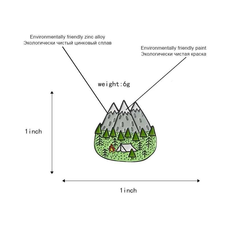 Pin cài áo ngọn núi và đồng cỏ xanh - GC035