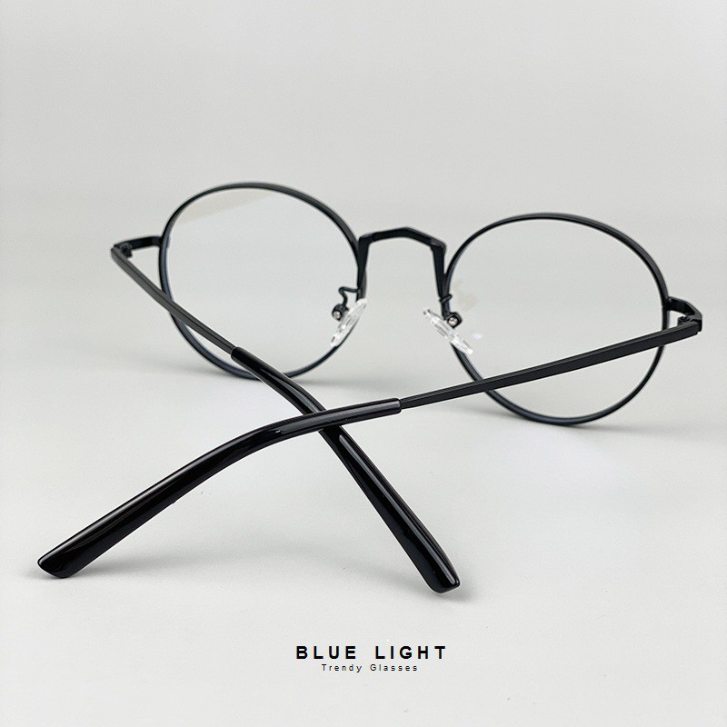 Gọng Kính Cận, Kính Giả Cận Nam Nữ, Mắt Tròn Viền Dày Màu Bạc, Đen Hàn Quốc - BLUE LIGHT