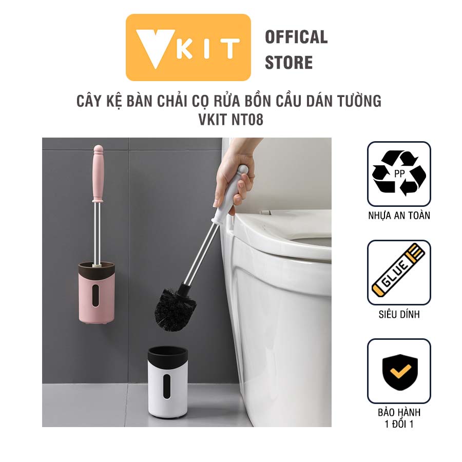 Cây kệ bàn chải cọ rửa bồn cầu - vệ sinh Vkit- Thiết kế dán tường tiện lợi NT08