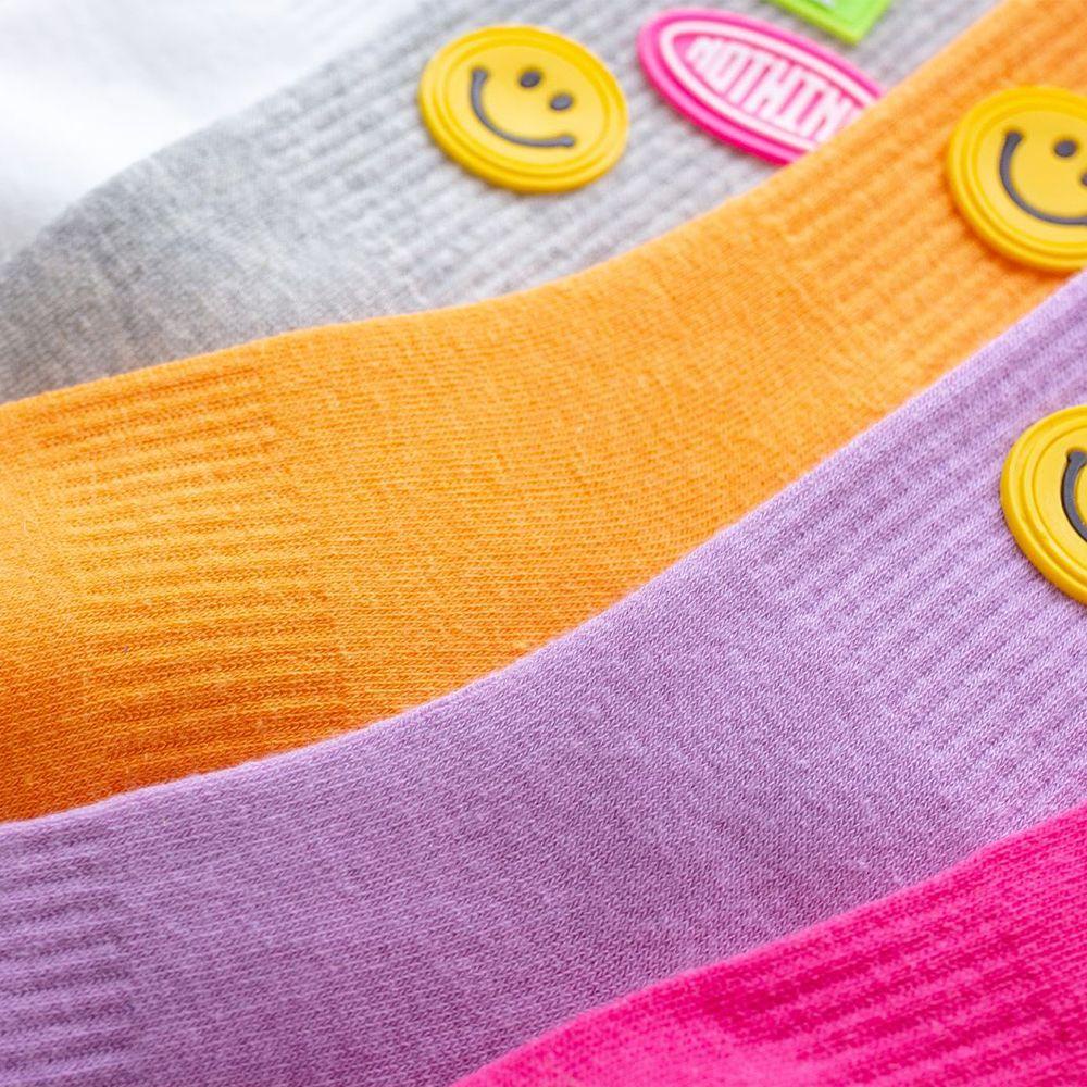 Vớ Cotton Cổ Trung Màu Trơn In Họa Tiết Mặt Cười Và Chữ Thời Trang Cho Nữ