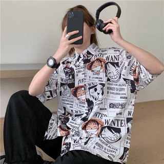 Unisex - sơ mi one piece - sơ mi tay lở ulzzang - sơ mi vua hải tặc one piece