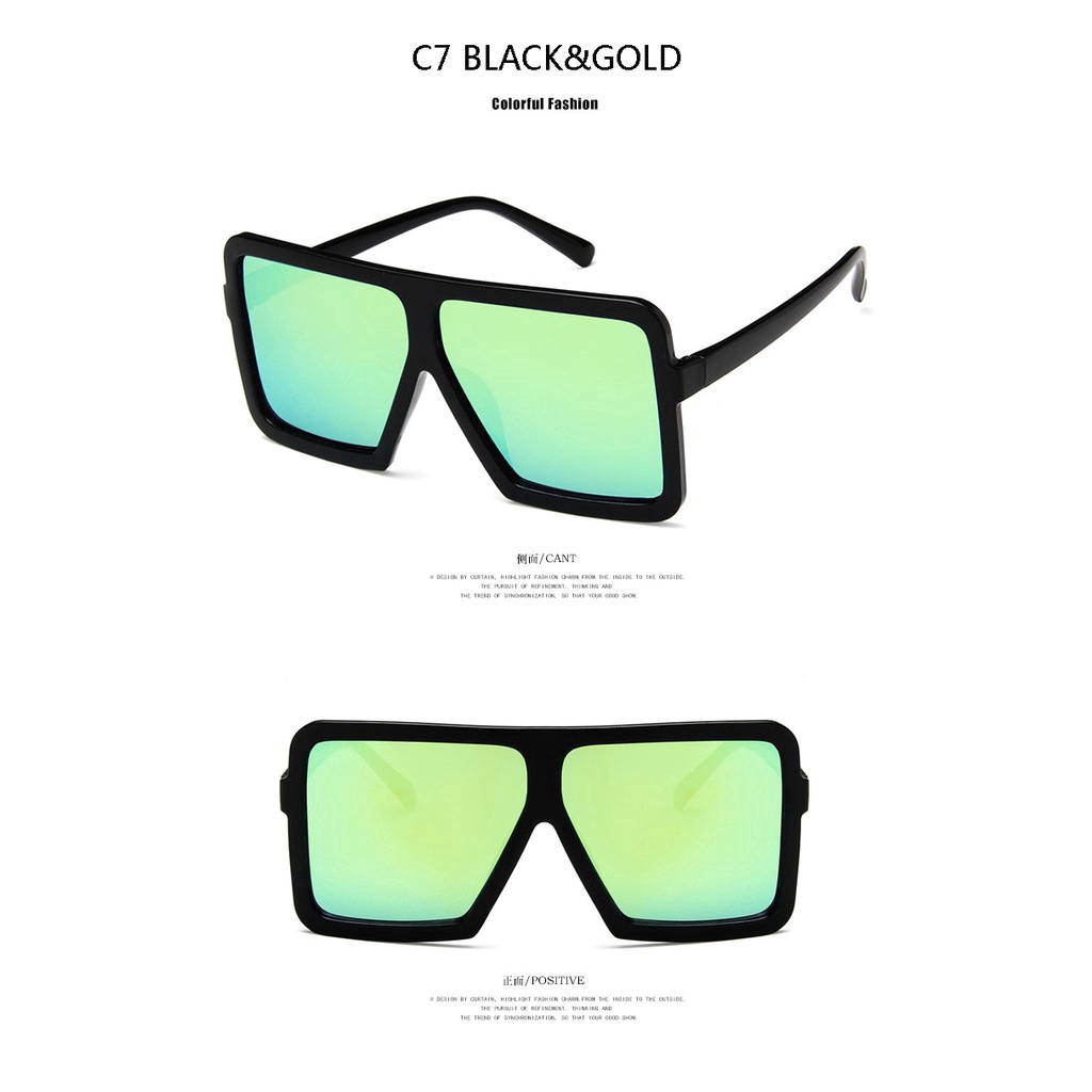 Kính mát SAMJUNE gọng vuông bản lớn thời trang cho nam nữ