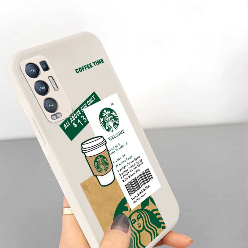 Ốp điện thoại silicon mềm viền vuông in hình Starbucks thích hợp cho OPPO Reno6 Z 5G 5 Pro 4 Reno2 Z F