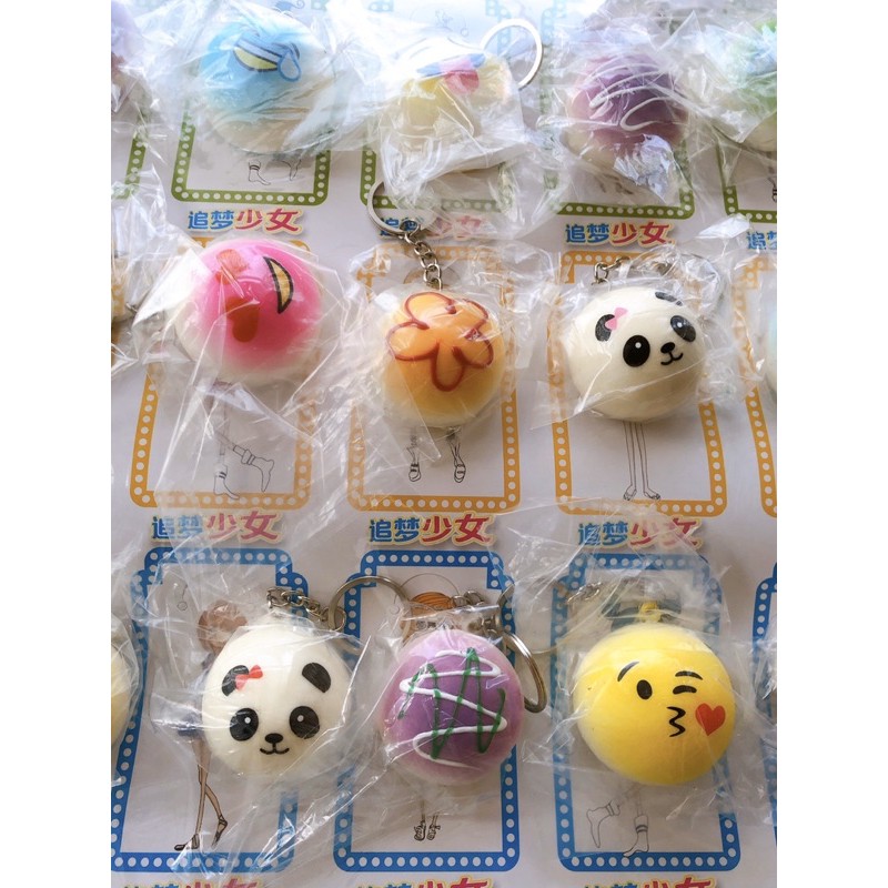 sỉ vỉ 20 chiếc móc khoá squishy bánh bao đáng yêu