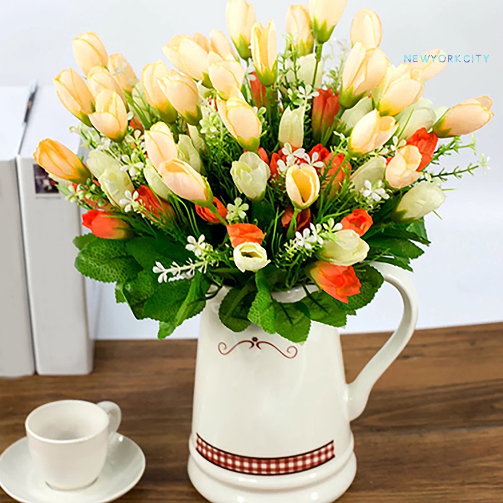 1 Bó 15 Bông Hoa Tulip Nhân Tạo Bằng Lụa Thân Thiện Với Môi Trường Trang Trí Nhà Cửa/Tiệc Cưới