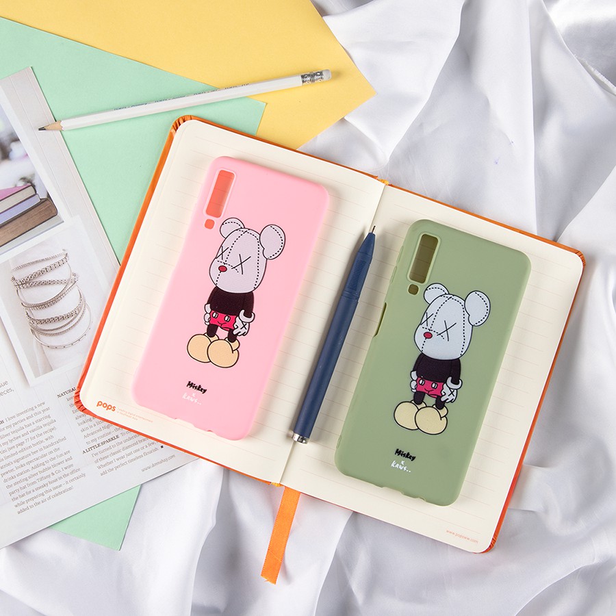 Ốp lưng Samsung A750 chuột Mickey Kaws silicone dẻo (Tặng kèm dây đeo điện thoại)