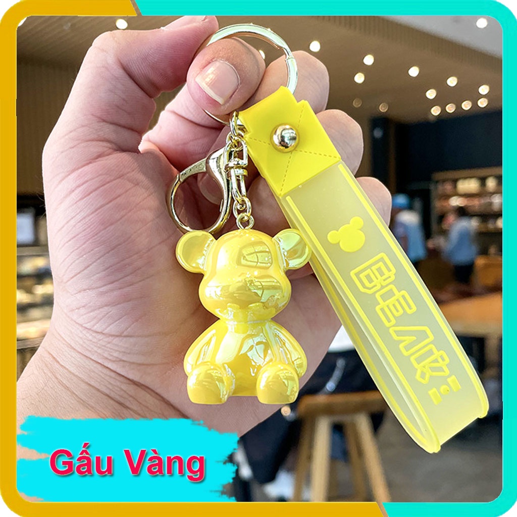 Móc Khóa Gấu Hàn Quốc Dễ Thương, Mạ Điện Hình Búp Bê Cao Cấp,Treo Trên Balo, Túi Xách KB03