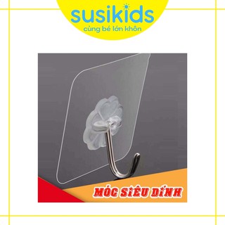 Móc dán tường chịu lực siêu dính trong suốt treo tường chắc chắn 6x6 cm SUSIKIDS