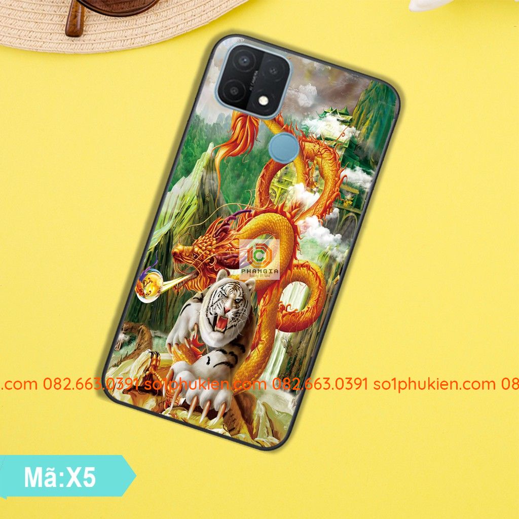 Ốp lưng ép kính Oppo A15 hình thư pháp, cá koi, hổ nhiều mẫu đẹp